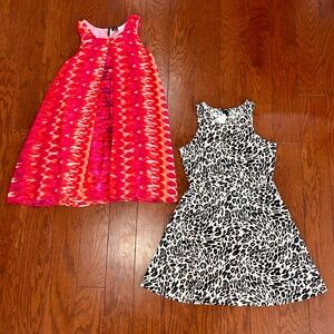2 dresses H&M fit and flare skater leopard print new directions tent dress
